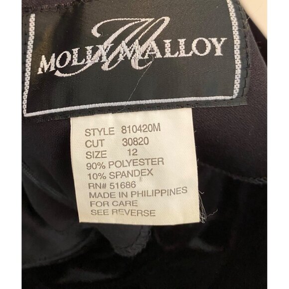 Molly Malloy Black Velvet Cheongsam-Style Dress Short Sleeve Elegant Size 12 - Picture 3 of 10